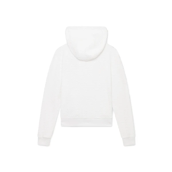 Casablanca White Waves Monogram Towelling Zip-Up Hooded Sweatshirt | Hoodies | Coveti