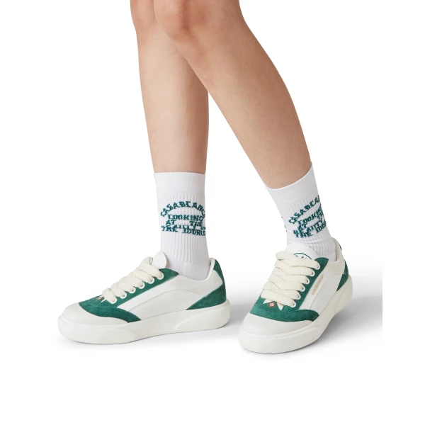 Casablanca White and Green Leather Del Mar Sneaker | Sneakers | Coveti