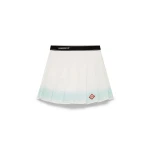 Casablanca White and Green Stripe Pleated Mini Skirt | Pleated Skirts | Coveti