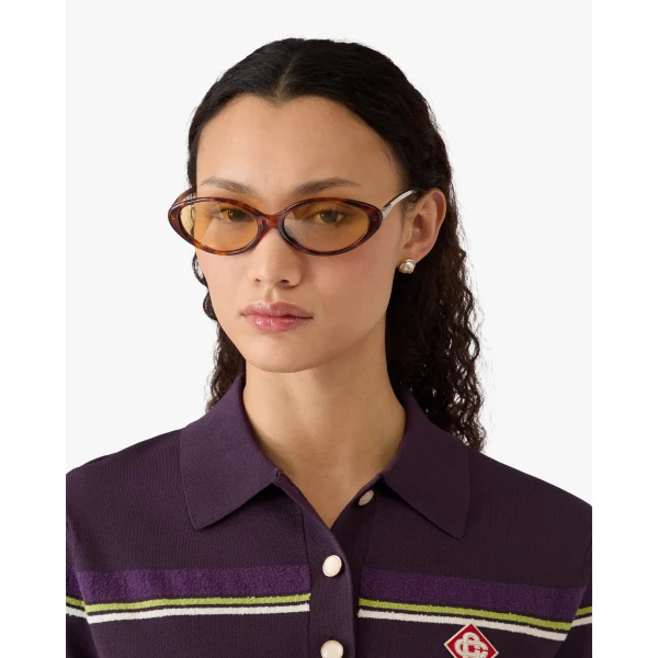 Casablanca Yellow Oval Curve Sunglasses | Sunglasses | Coveti