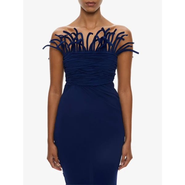 Christopher Esber Aira Corded Silk Dress in Ink | Maxi Dresses | Coveti