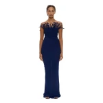 Christopher Esber Aira Corded Silk Dress in Ink | Maxi Dresses | Coveti