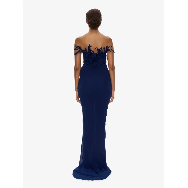 Christopher Esber Aira Corded Silk Dress in Ink | Maxi Dresses | Coveti