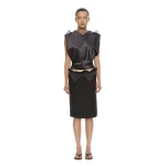 Christopher Esber Anais Lace Trimmed Tie Skirt in Dark Smoke | Skirts | Coveti