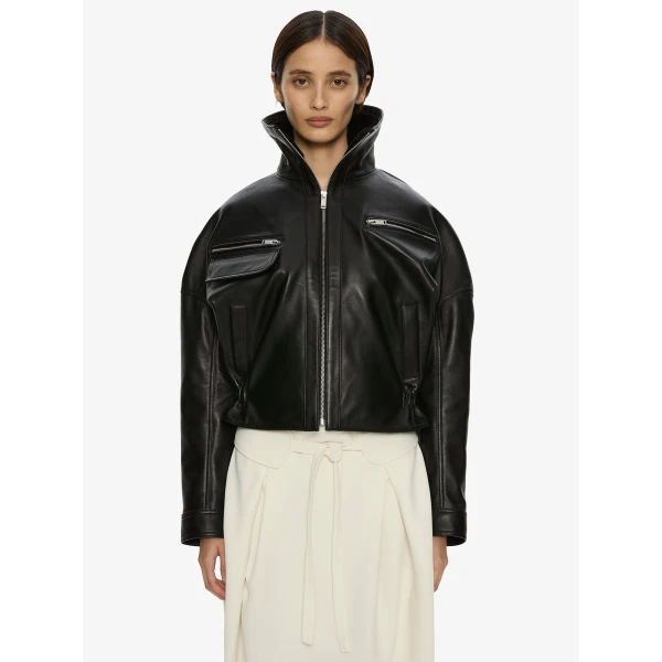 Christopher Esber Atlas Leather Jacket in Black | Leather Jackets | Coveti