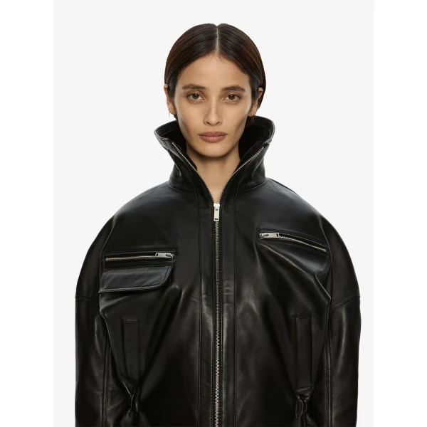 Christopher Esber Atlas Leather Jacket in Black | Leather Jackets | Coveti