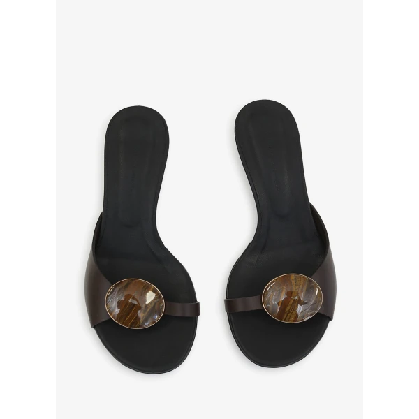 Christopher Esber Aura Quartz Kitten Mule in Carob | Mules | Coveti
