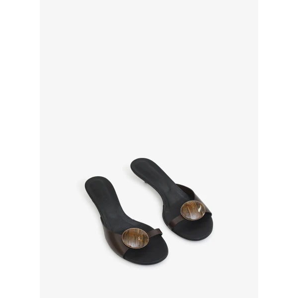 Christopher Esber Aura Quartz Kitten Mule in Carob | Mules | Coveti