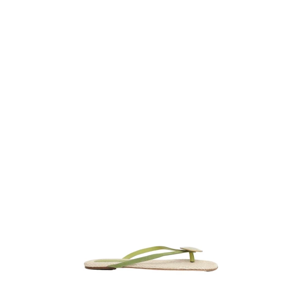 Christopher Esber Aura Quartz Raffia Flip Flop in Dypsis Green Natural | Flip Flops & Slides | Coveti