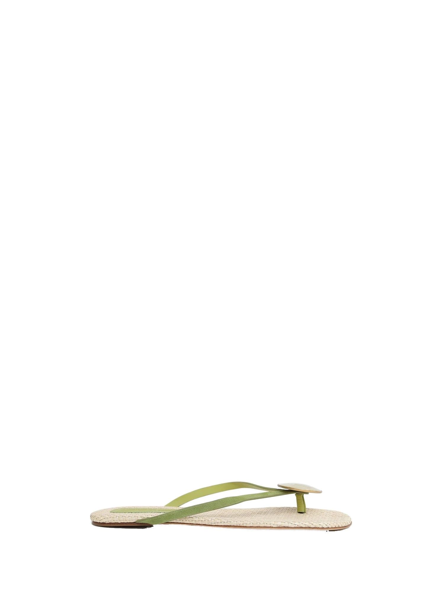 Christopher Esber Aura Quartz Raffia Flip Flop in Dypsis Green Natural Christopher Esber Aura Quartz Raffia Flip Flop in Dypsis Green Natural | Flip Flops & Slides | Coveti
