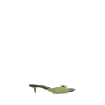 Christopher Esber Aura Quartz Suede Kitten Mule in Dypsis Green Carob | Mules | Coveti