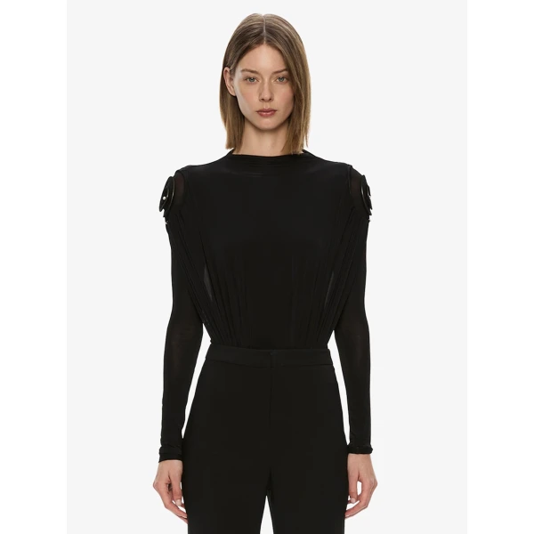 Christopher Esber Aurelia Sculpted Spiral Bodysuit in Black | Bodysuit | Coveti