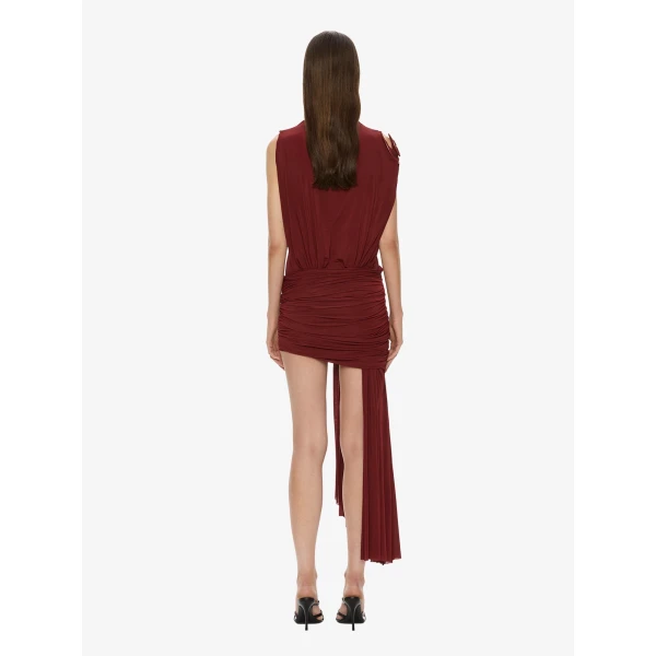 Christopher Esber Aurelia Sculpted Spiral Cascade Mini Dress in Wine | Mini Dresses | Coveti