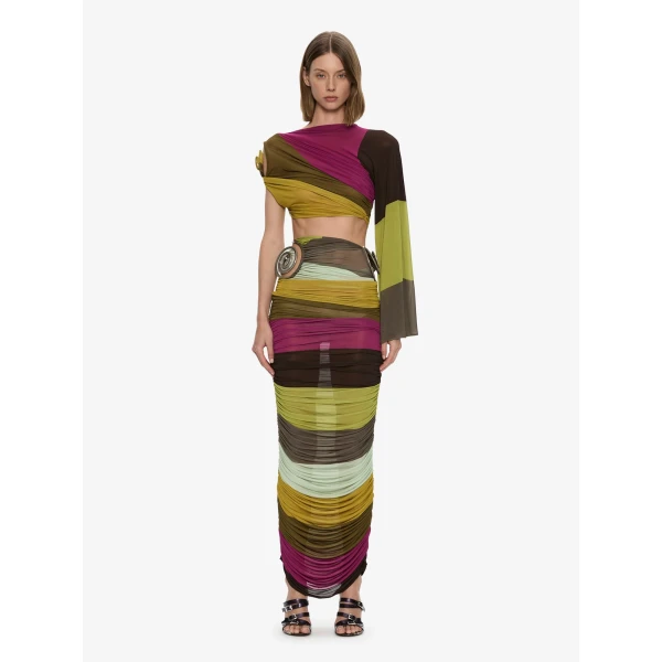 Christopher Esber Aurelia Sculpted Spiral Drape Top in Kaleido Stripe | Tops | Coveti