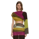 Christopher Esber Aurelia Sculpted Spiral Drape Top in Kaleido Stripe | Tops | Coveti