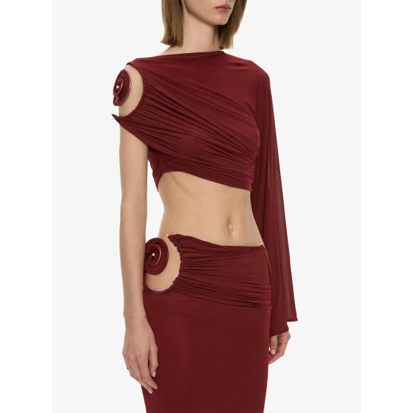 Christopher Esber Aurelia Sculpted Spiral Drape Top in Wine | Tops | Coveti