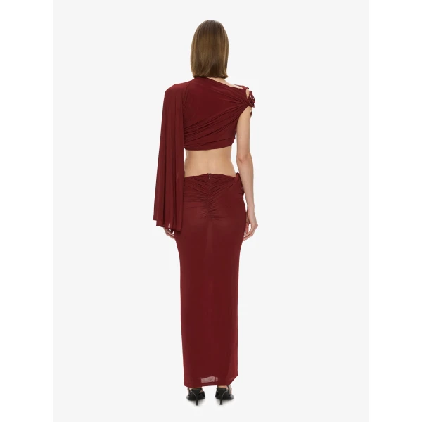 Christopher Esber Aurelia Sculpted Spiral Drape Top in Wine | Tops | Coveti