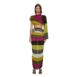 Christopher Esber Aurelia Sculpted Spiral Gathered Skirt in Kaleido Stripe | Skirts | Coveti