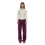 Christopher Esber Ava Sateen Corduroy Jean in Plum | Pants | Coveti
