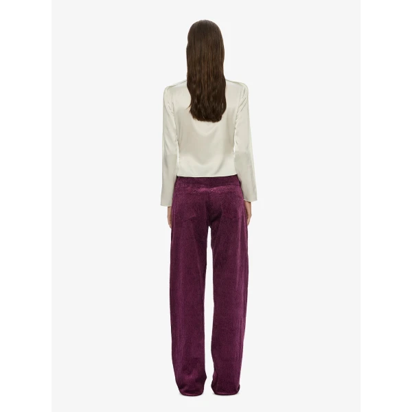 Christopher Esber Ava Sateen Corduroy Jean in Plum | Pants | Coveti