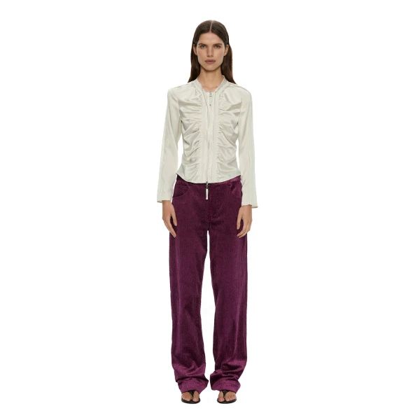 Christopher Esber Ava Sateen Corduroy Jean in Plum | Pants | Coveti