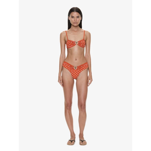 Christopher Esber Bandana Ruched Orbit Brief in Carnelian Bandana Print | Bikini | Coveti