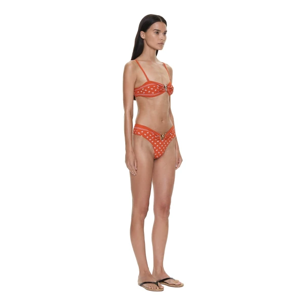 Christopher Esber Bandana Ruched Orbit Brief in Carnelian Bandana Print | Bikini | Coveti