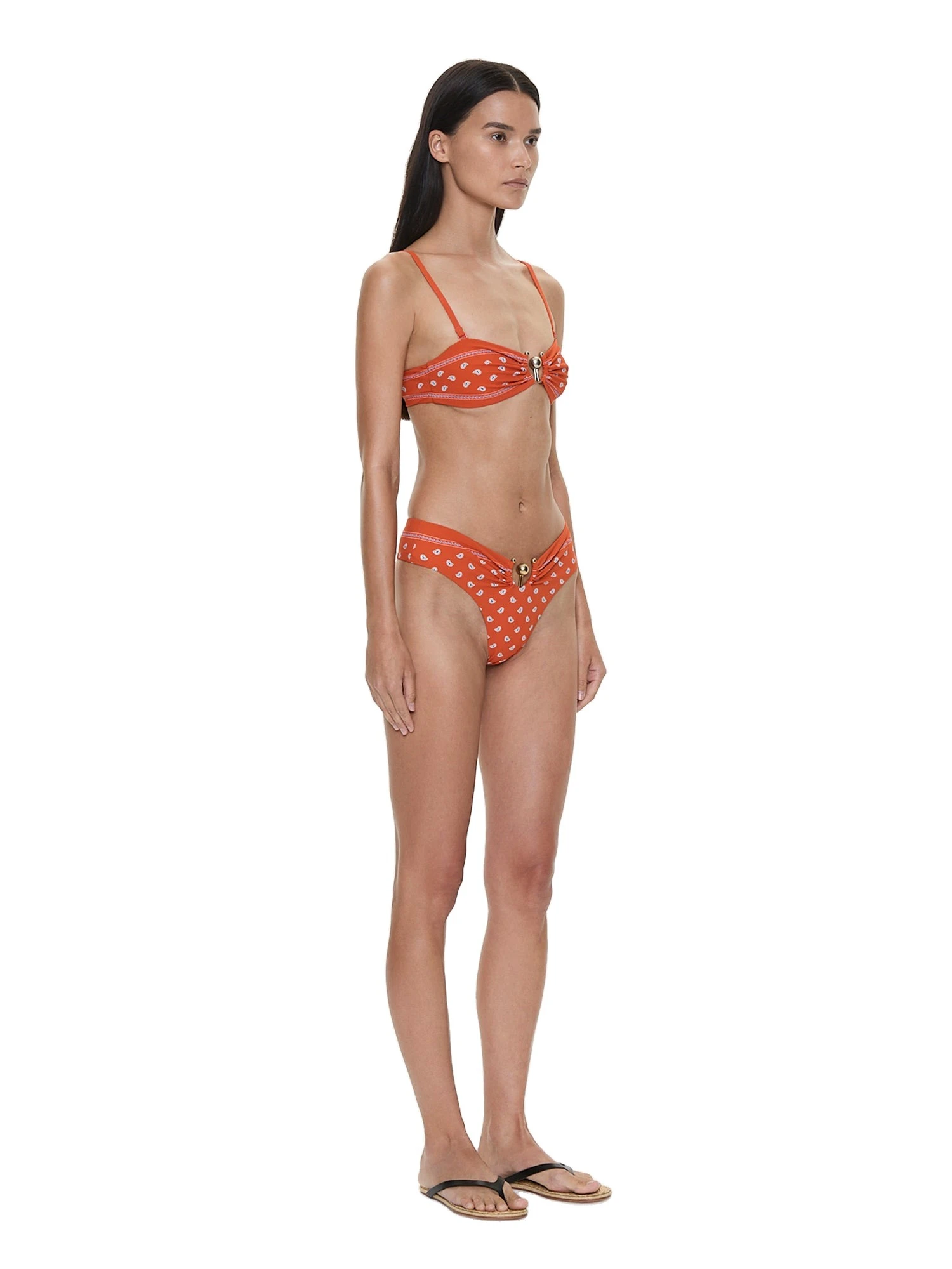 Christopher Esber Bandana Ruched Orbit Brief in Carnelian Bandana Print Christopher Esber Bandana Ruched Orbit Brief in Carnelian Bandana Print | Bikini | Coveti