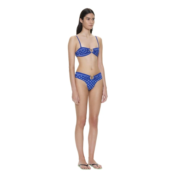 Christopher Esber Bandana Ruched Orbit Brief in Indigo Bandana Print | Bikini | Coveti