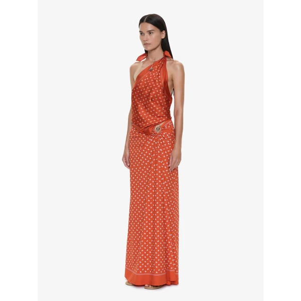 Christopher Esber Bandana Ruched Orbit Skirt in Carnelian | Skirts | Coveti