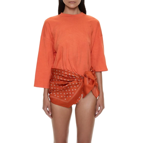 Bandana Scarf Pareo Tee in Carnelian Carnelian