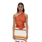 Christopher Esber Bandana Scarf Tie Top in Carnelian Bandana Print | Tops | Coveti