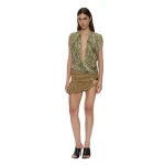 Christopher Esber Beach Glass Bubble Mini Skirt in Khaki | Mini Skirts | Coveti