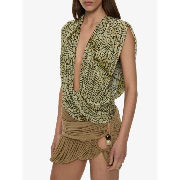 Christopher Esber Beach Glass Bubble Mini Skirt in Khaki | Mini Skirts | Coveti