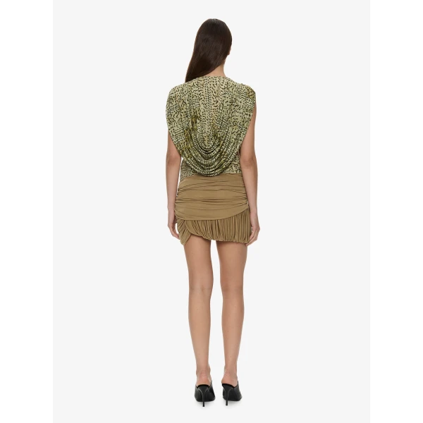 Christopher Esber Beach Glass Bubble Mini Skirt in Khaki | Mini Skirts | Coveti