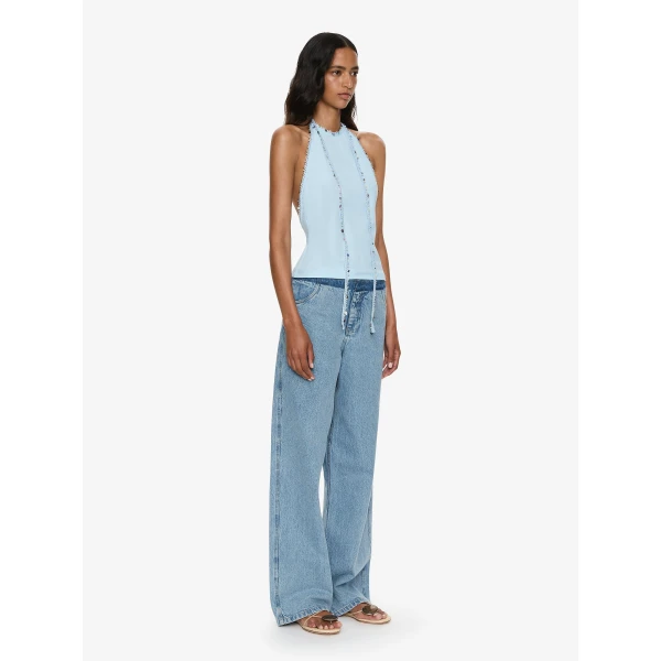 Christopher Esber Beach Quartz Halter Lycra Top in Lago Blue | Bikini | Coveti
