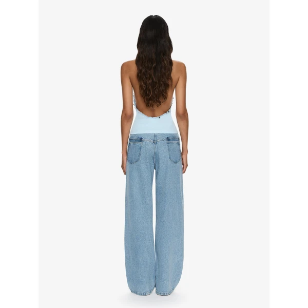 Christopher Esber Beach Quartz Halter Lycra Top in Lago Blue | Bikini | Coveti