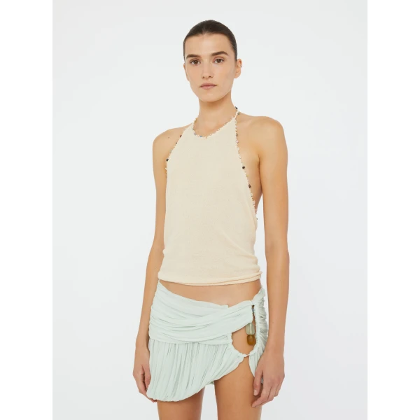 Christopher Esber Beach Quartz Halter Tank in Bone | Bikini | Coveti