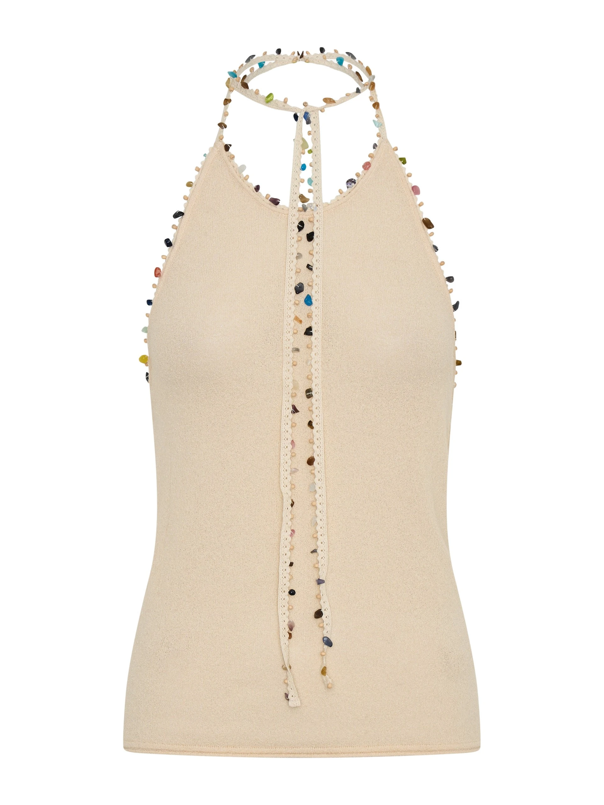 Christopher Esber Beach Quartz Halter Tank in Bone Christopher Esber Beach Quartz Halter Tank in Bone | Bikini | Coveti