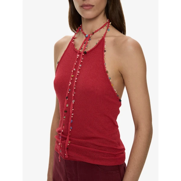 Christopher Esber Beach Quartz Halter Tank in Red | Bikini | Coveti