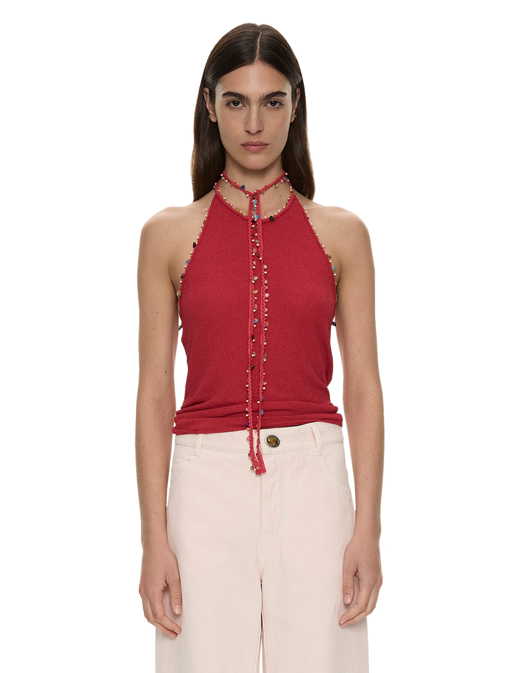 Christopher Esber Beach Quartz Halter Tank in Red Christopher Esber Beach Quartz Halter Tank in Red | Bikini | Coveti
