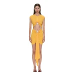 Christopher Esber Bezel Quartz Disconnect Short Sleeve Mini Dress in Valencia | Mini Dresses | Coveti