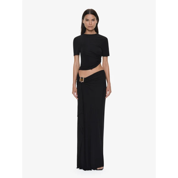 Christopher Esber Bezel Quartz Ruched Tee in Black | T-shirts | Coveti