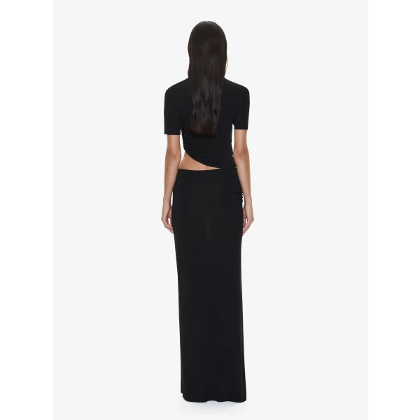 Christopher Esber Bezel Quartz Ruched Tee in Black | T-shirts | Coveti
