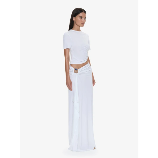Christopher Esber Bezel Quartz Ruched Tee in White | T-shirts | Coveti