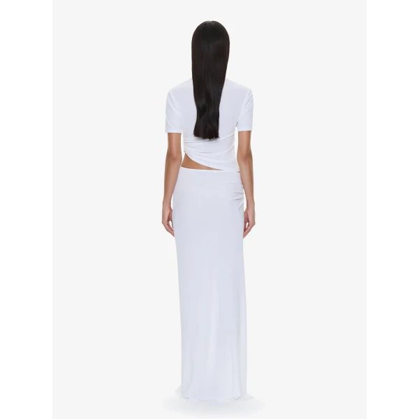 Christopher Esber Bezel Quartz Ruched Tee in White | T-shirts | Coveti