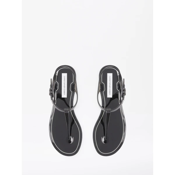 Christopher Esber Billi T-Bar Flat in Black | Flats | Coveti