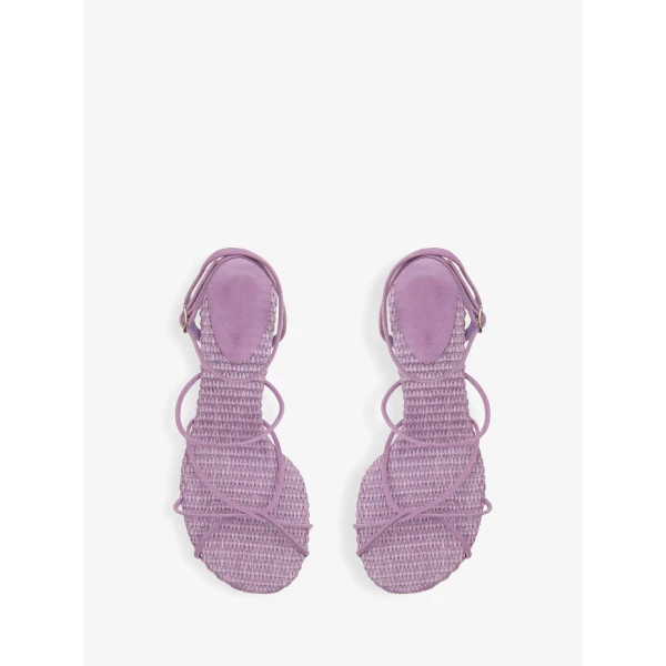 Christopher Esber Blaze Raffia Suede Heel in Chalky Pink | Heels | Coveti
