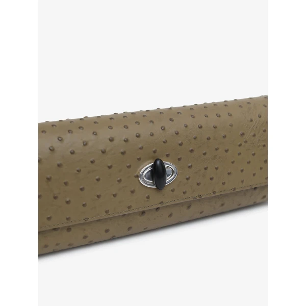 Christopher Esber Buki Embossed Clutch in Khaki | Clutch Bags | Coveti