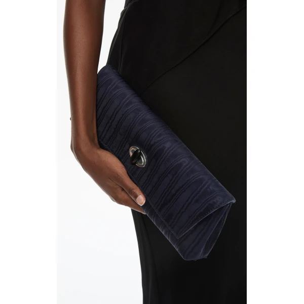 Christopher Esber Buki Moire Clutch in Ink | Clutch Bags | Coveti
